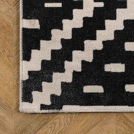 AreaRugs.com Machine Washable Wavaj Nwa1182A Black Rug - AreaRugs.com - nwa1182a - 812