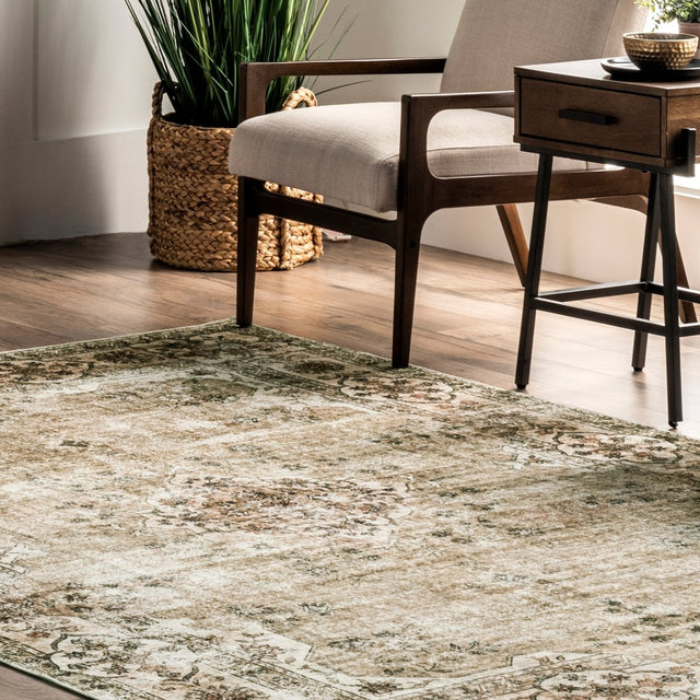 AreaRugs.com Machine Washable Wavaj Nwa1183A Beige Rug.