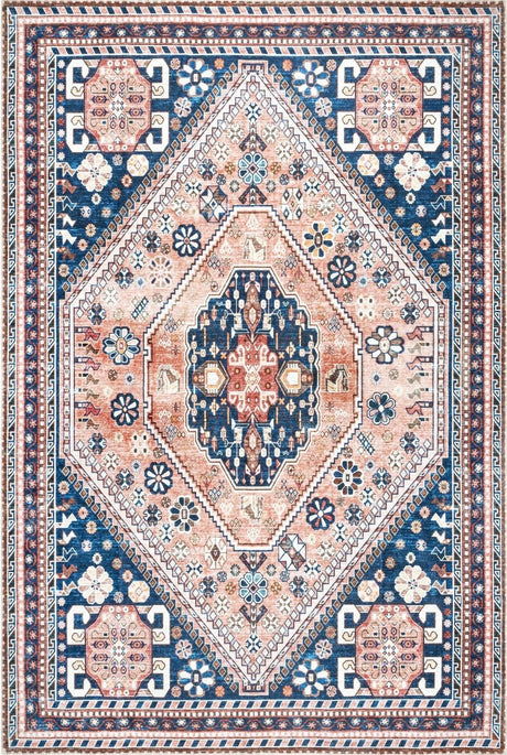 AreaRugs.com Machine Washable Wavaj Nwa1186A Blue Rug - AreaRugs.com - nwa1186a - 610