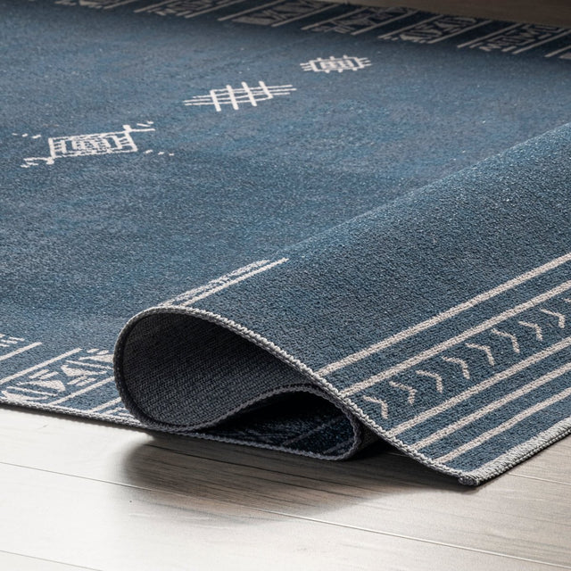 AreaRugs.com Machine Washable Wavaj Nwa1191B Navy Rug.