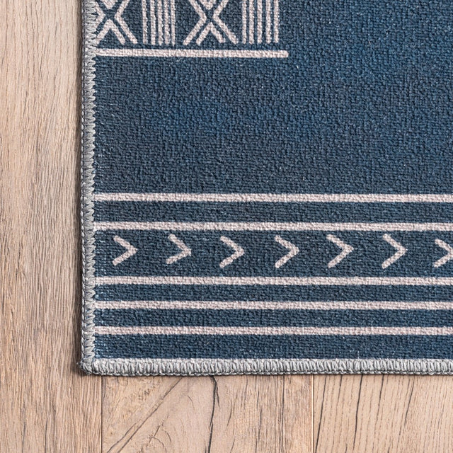 AreaRugs.com Machine Washable Wavaj Nwa1191B Navy Rug.