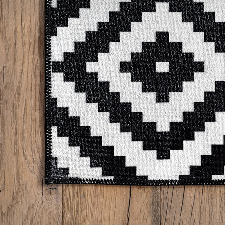 AreaRugs.com Machine Washable Wavaj Nwa1196A Black Rug - AreaRugs.com - nwa1196a - 610