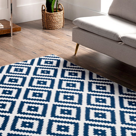 AreaRugs.com Machine Washable Wavaj Nwa1196B Blue Rug - AreaRugs.com - nwa1196b - 610