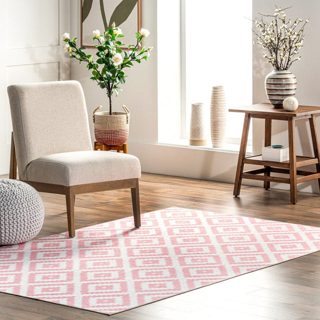 AreaRugs.com Machine Washable Wavaj Nwa1196C Pink Rug.