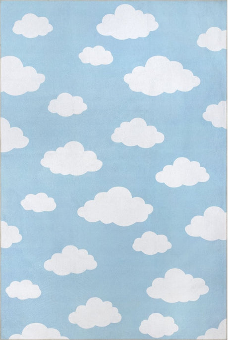 AreaRugs.com Machine Washable Wavaj Nwa1198A Light Blue Rug - AreaRugs.com - nwa1198a - 610