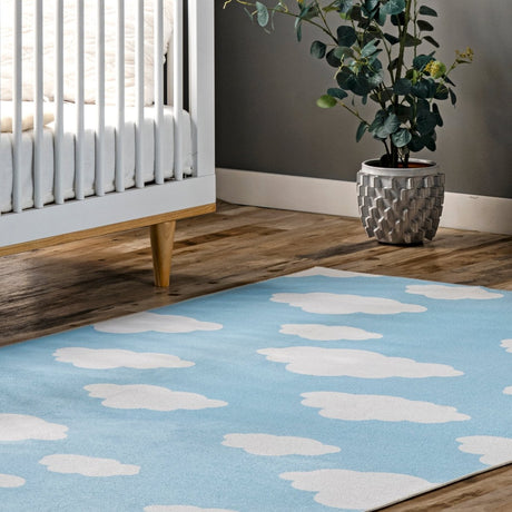 AreaRugs.com Machine Washable Wavaj Nwa1198A Light Blue Rug - AreaRugs.com - nwa1198a - 610