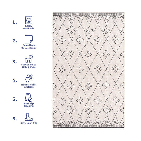 AreaRugs.com Machine Washable Wavaj Nwa1201A Ivory Rug - AreaRugs.com - nwa1201a - 610