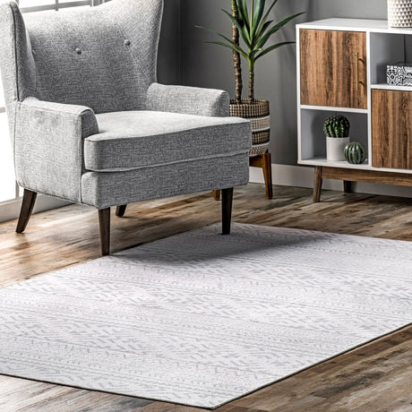 AreaRugs.com Machine Washable Wavaj Nwa1203A Light Gray Rug - AreaRugs.com - nwa1203a - 1016