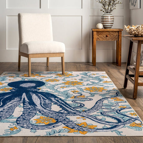 AreaRugs.com Machine Washable Wavaj Nwa1211A Blue Rug - AreaRugs.com - nwa1211a - 812