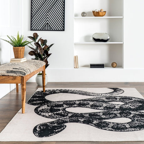 AreaRugs.com Machine Washable Wavaj Nwa1213A Black Rug - AreaRugs.com - nwa1213a - 812