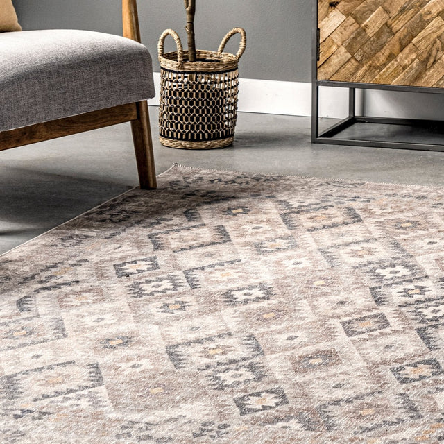 AreaRugs.com Machine Washable Wavaj Nwa1219A Beige Rug.