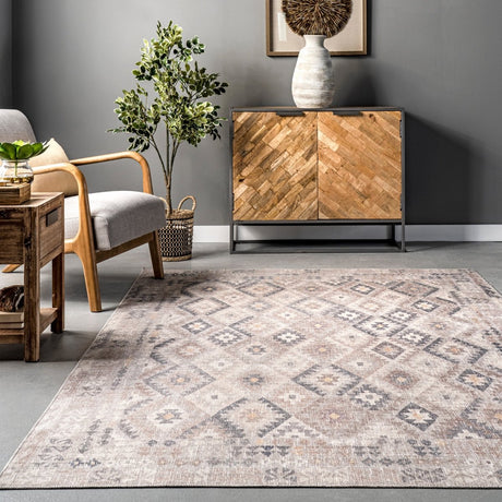 AreaRugs.com Machine Washable Wavaj Nwa1219A Beige Rug - AreaRugs.com - nwa1219a - 1016