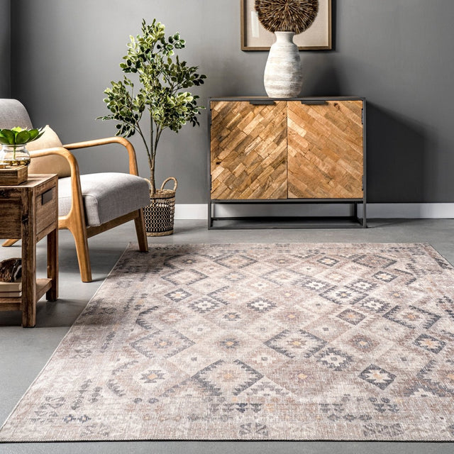 AreaRugs.com Machine Washable Wavaj Nwa1219A Beige Rug.