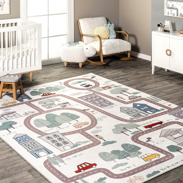 AreaRugs.com Machine Washable Wavaj Nwa1240A White Rug.