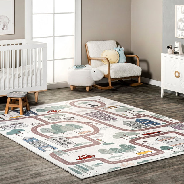 AreaRugs.com Machine Washable Wavaj Nwa1240A White Rug.