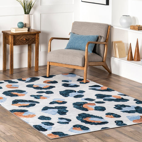 AreaRugs.com Machine Washable Wavaj Nwa1241A Blue Rug - AreaRugs.com - nwa1241a - 610