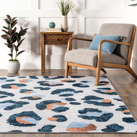 AreaRugs.com Machine Washable Wavaj Nwa1241A Blue Rug - AreaRugs.com - nwa1241a - 610