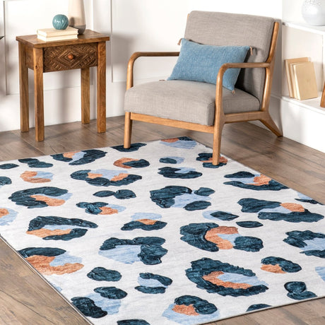 AreaRugs.com Machine Washable Wavaj Nwa1241A Blue Rug - AreaRugs.com - nwa1241a - 610