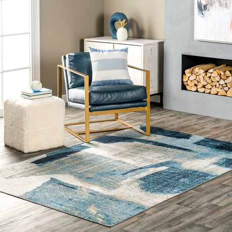 AreaRugs.com Machine Washable Wavaj Nwa1258A Blue Rug - AreaRugs.com - nwa1258a - 1016