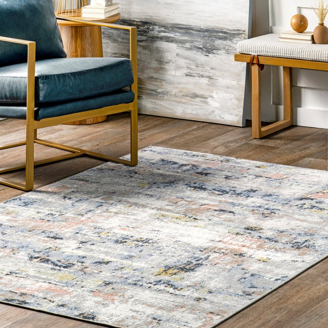 AreaRugs.com Machine Washable Wavaj Nwa1259A Blue Rug.