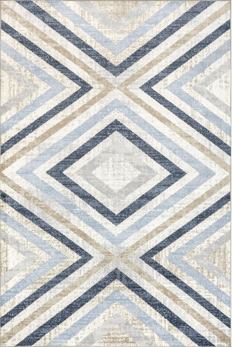 AreaRugs.com Machine Washable Wavaj Nwa1262A Blue Rug - AreaRugs.com - nwa1262a - 812