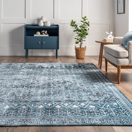 AreaRugs.com Machine Washable Wavaj Nwa1272A Blue Rug - AreaRugs.com - nwa1272a - 610