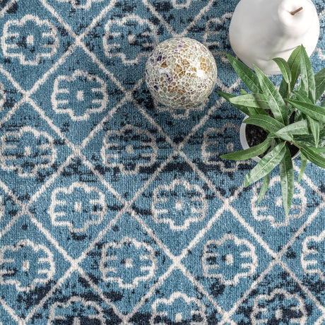 AreaRugs.com Machine Washable Wavaj Nwa1272A Blue Rug - AreaRugs.com - nwa1272a - 610