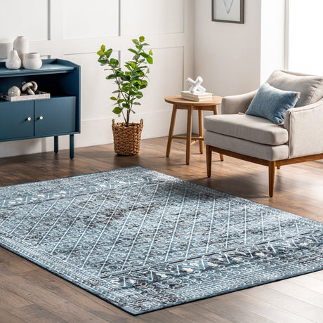 AreaRugs.com Machine Washable Wavaj Nwa1272A Blue Rug - AreaRugs.com - nwa1272a - 610