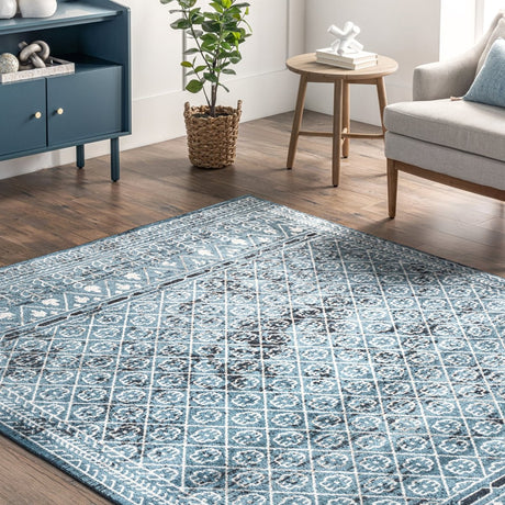 AreaRugs.com Machine Washable Wavaj Nwa1272A Blue Rug - AreaRugs.com - nwa1272a - 610