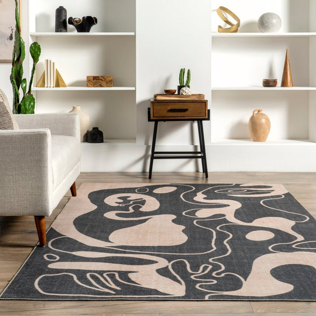 AreaRugs.com Machine Washable Wavaj Nwa1301A Beige Rug.