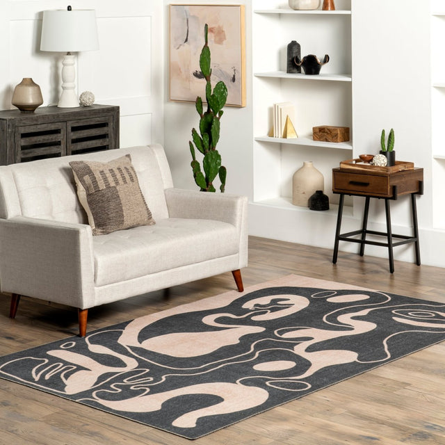 AreaRugs.com Machine Washable Wavaj Nwa1301A Beige Rug.