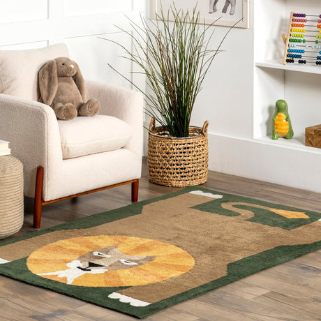 AreaRugs.com Machine Washable Wavaj Nwa1311A Green Rug - AreaRugs.com - nwa1311a - 610