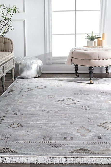 AreaRugs.com Nakra Hnoj62I Silver Rugs.