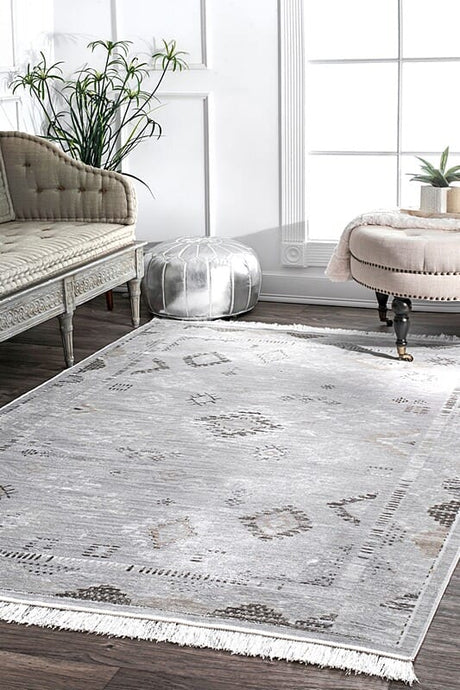 AreaRugs.com Nakra Hnoj62I Silver Rugs.