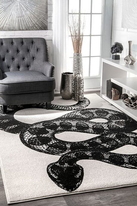 AreaRugs.com Nakra Thua68I Black & White Rugs.