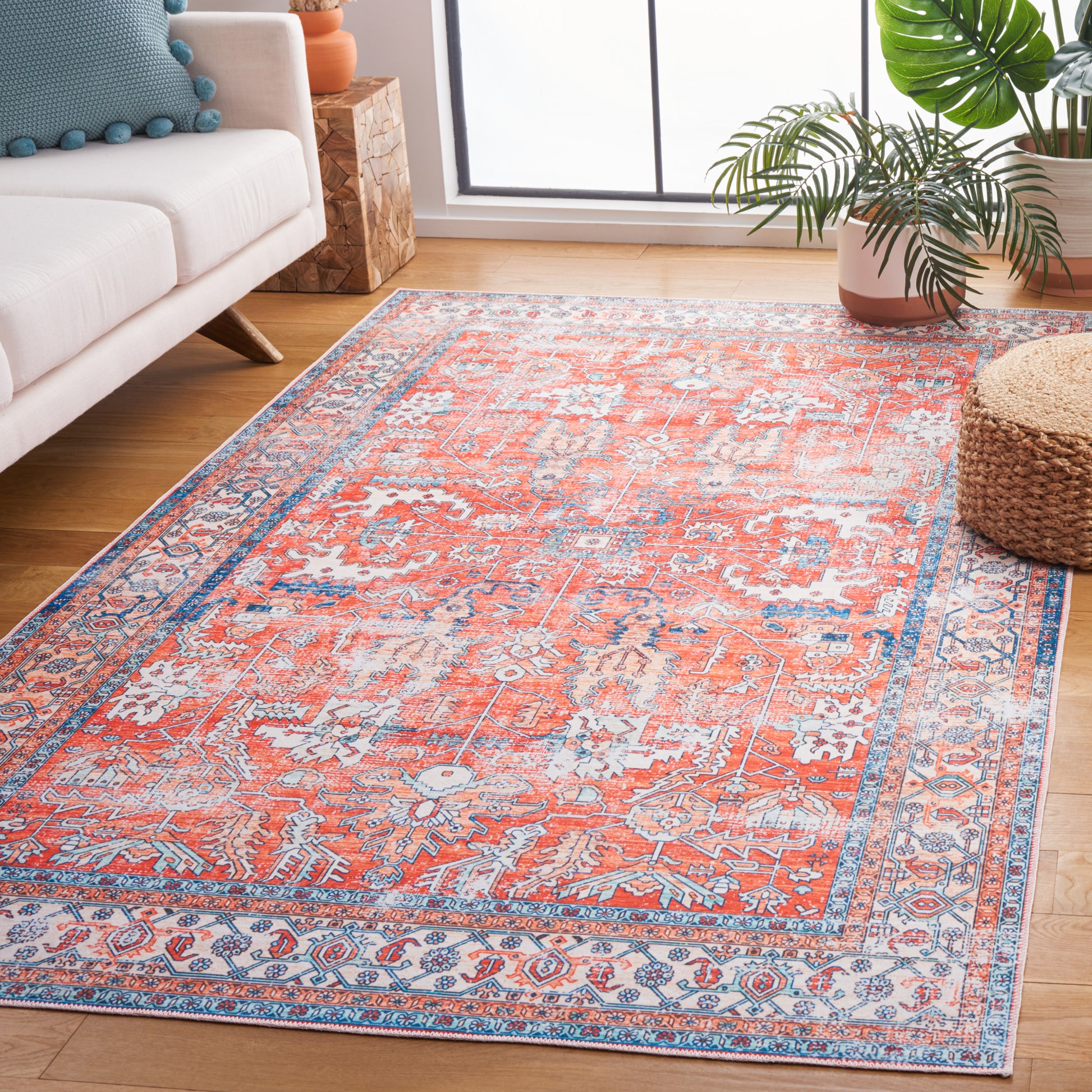 Safavieh Arizona Arz119P Rust/Aqua Area Rug