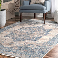 Nuloom Harriet Vintage Medallion Khmc04C Light Blue Area Rug