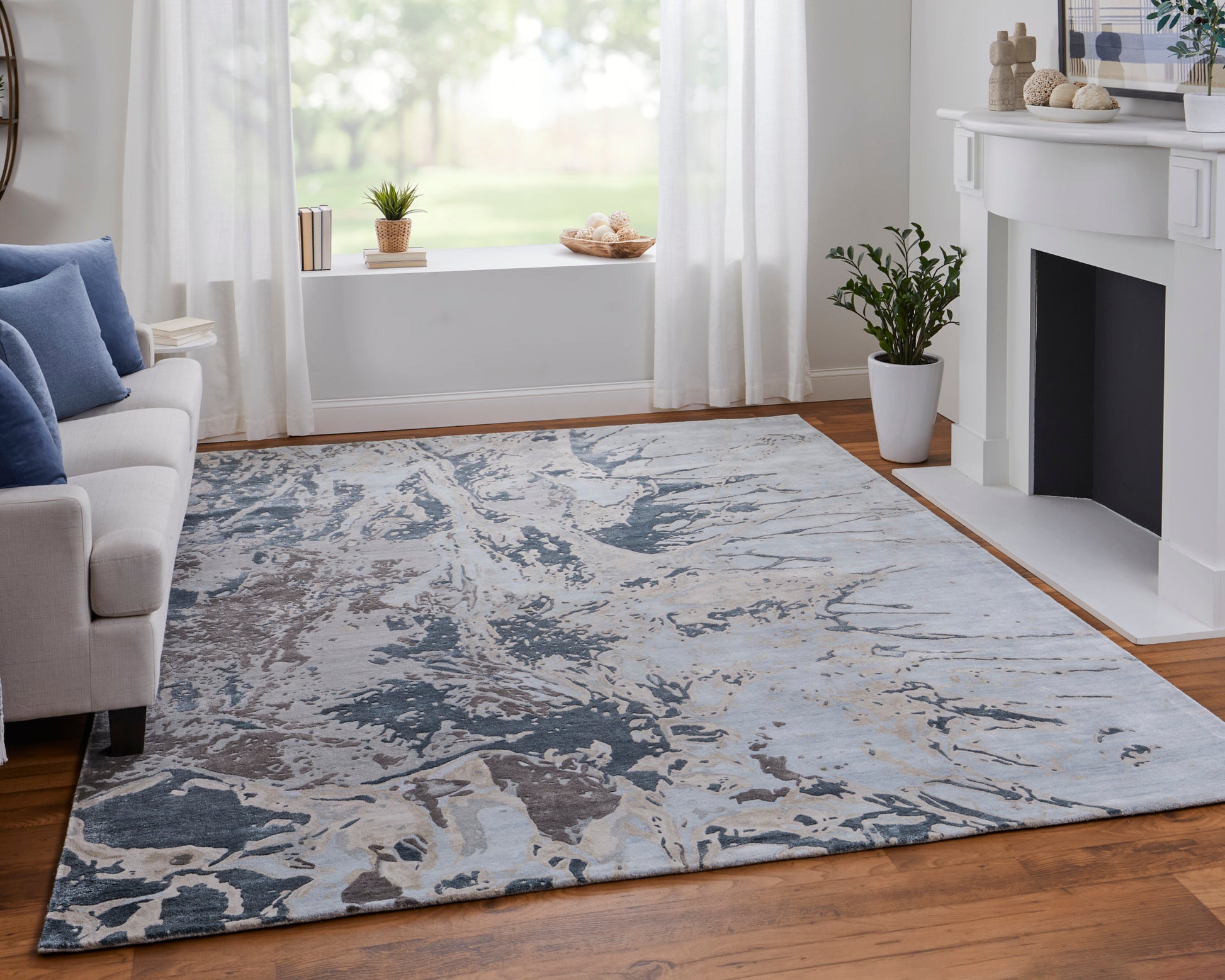 Feizy Zarah Zrh8918F Blue/Taupe/Green Area Rug