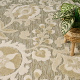 Nourison Aloha ALH17 Machine Made Ivory, Sage Rug