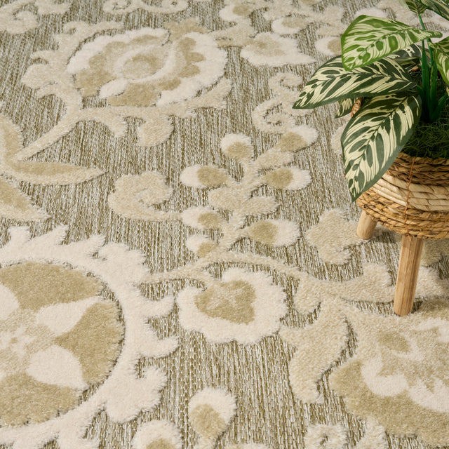 Nourison Aloha ALH17 Machine Made Ivory, Sage Rug