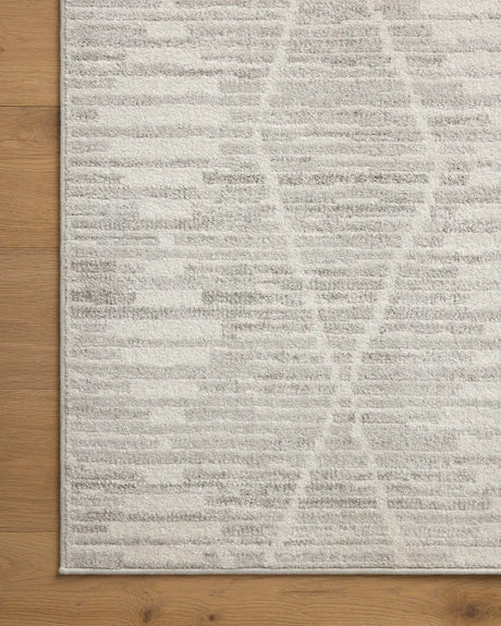 Loloi Kamala Kam-02 Ivory/Silver Rug - corner on wood