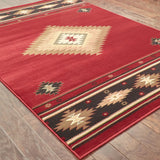 Oriental Weavers Sphinx Hudson 087k1 Red / Green Rugs - angle detail