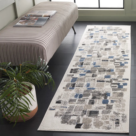 Safavieh Pyramid 2'-2" x 8'-0" Rug in Ivory / Grey Navy