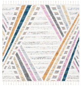 Safavieh Moroccan Fringe Shag 6'-7" x 6'-7" Rug in Ivory / Grey