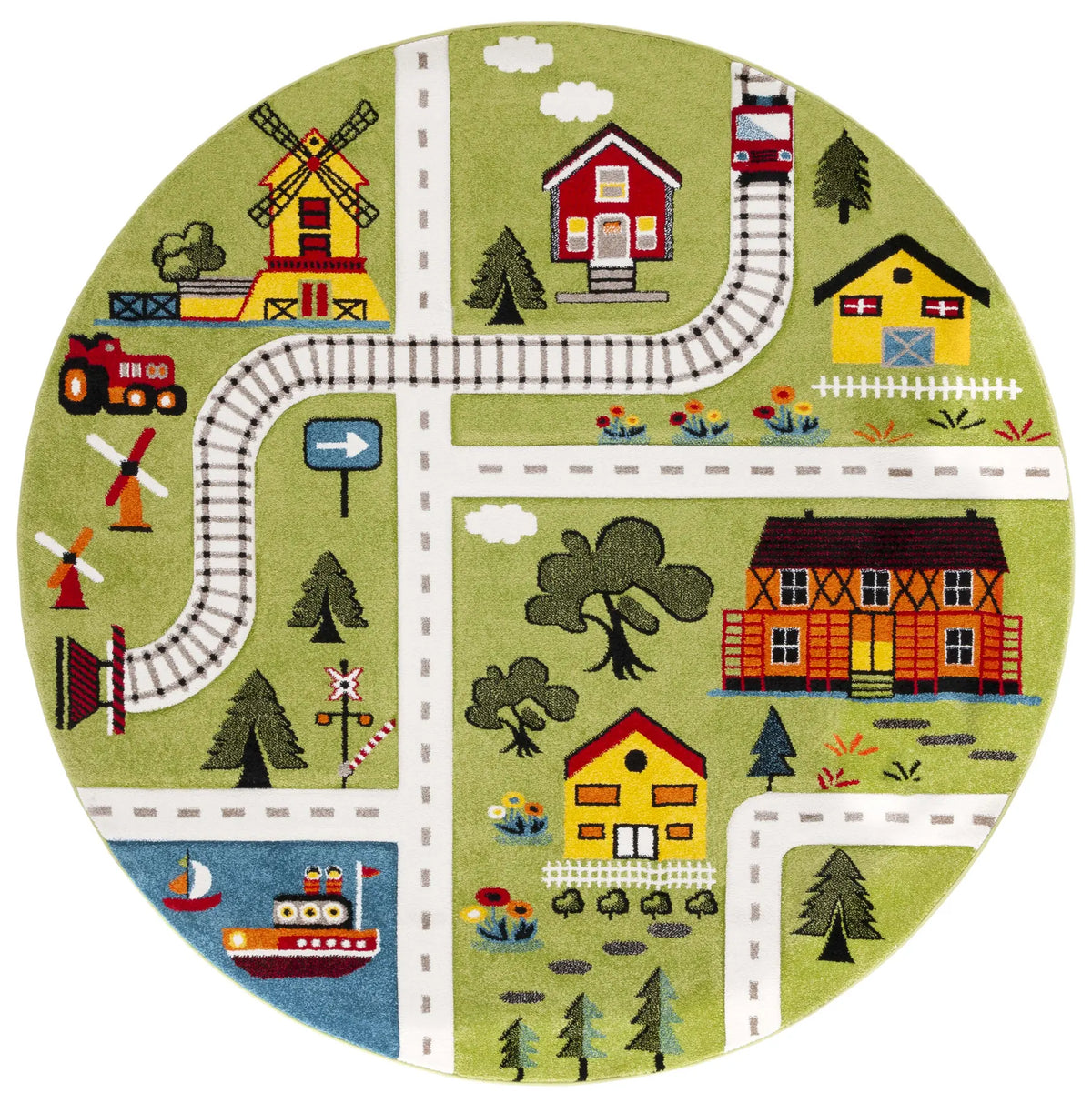 Safavieh Carousel Kids 100 6'-7" x 6'-7" Rug in Green / Beige