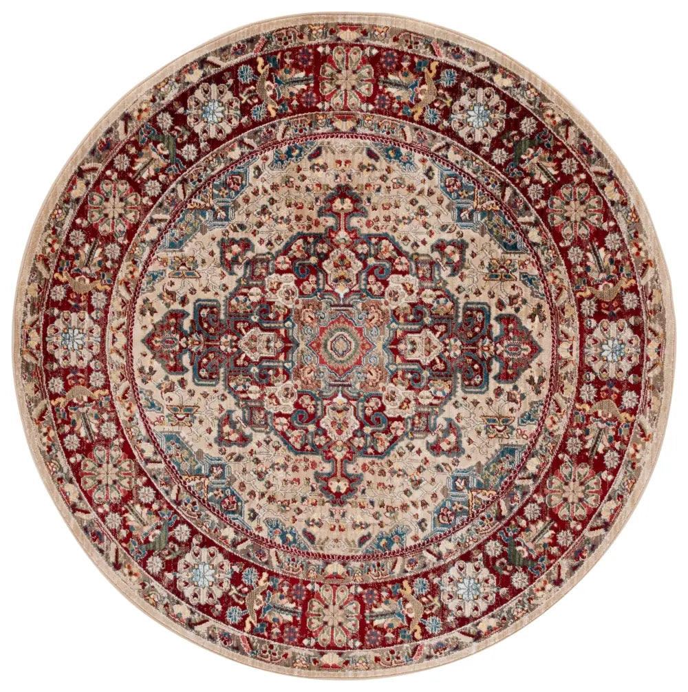Safavieh Kashan 6'-7" x 6'-7" Rug in Ivory / Red