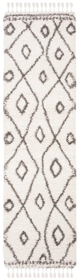 Safavieh Moroccan Fringe Shag 2'-2" x 8'-0" Rug in Ivory / Grey