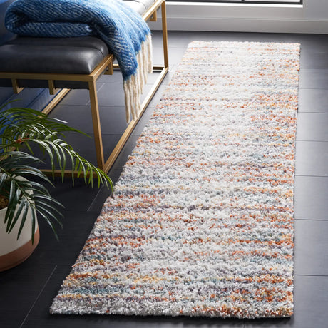 Safavieh Berber Shag 2'-3" x 10'-0" Rug in Blue Rust / Ivory