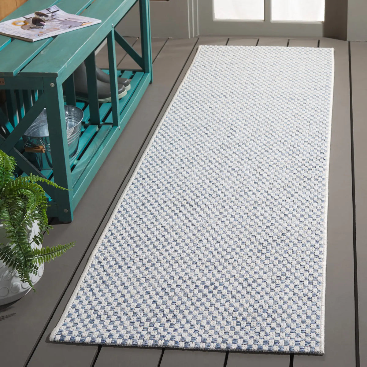 Safavieh Sisal All-Weather 2'-2" x 11'-0" Rug in Blue / Ivory