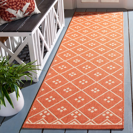 Safavieh Courtyard 2'-3" x 8'-0" Rug in Terracotta / Light Beige